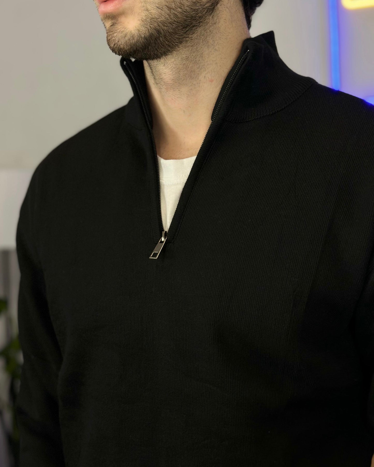 Maglione a Collo Alto con Zip