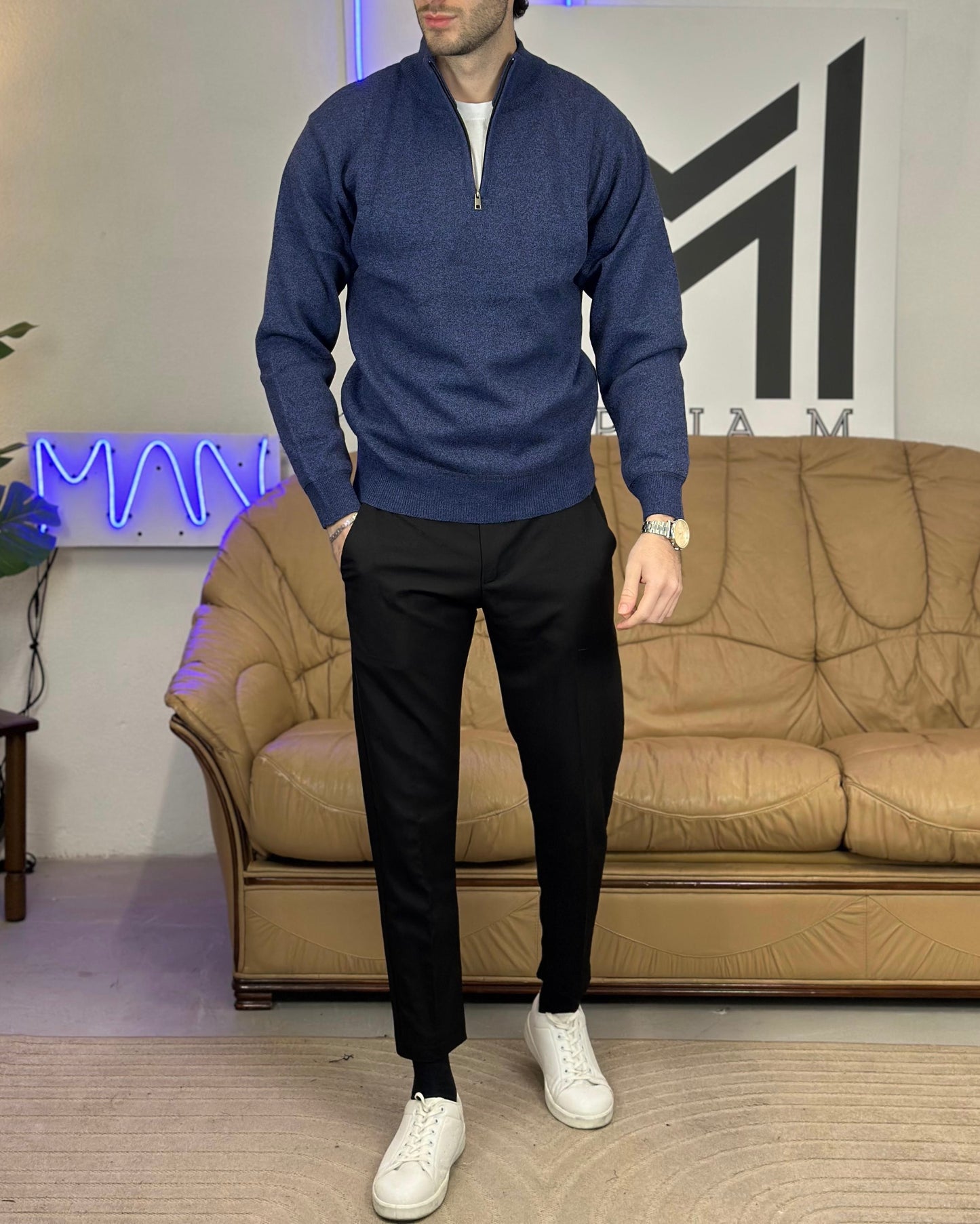 Maglione a Collo Alto con Zip