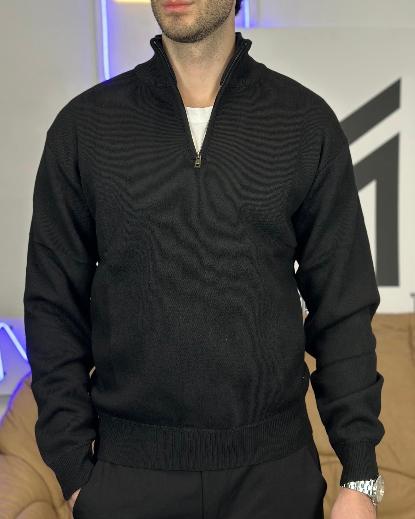 Maglione a Collo Alto con Zip