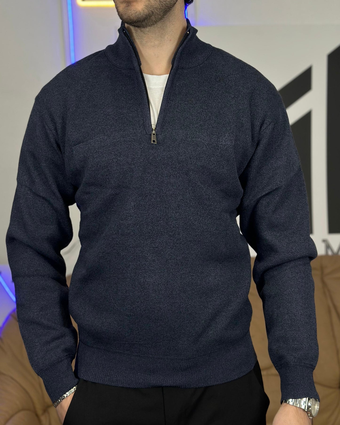 Maglione a Collo Alto con Zip