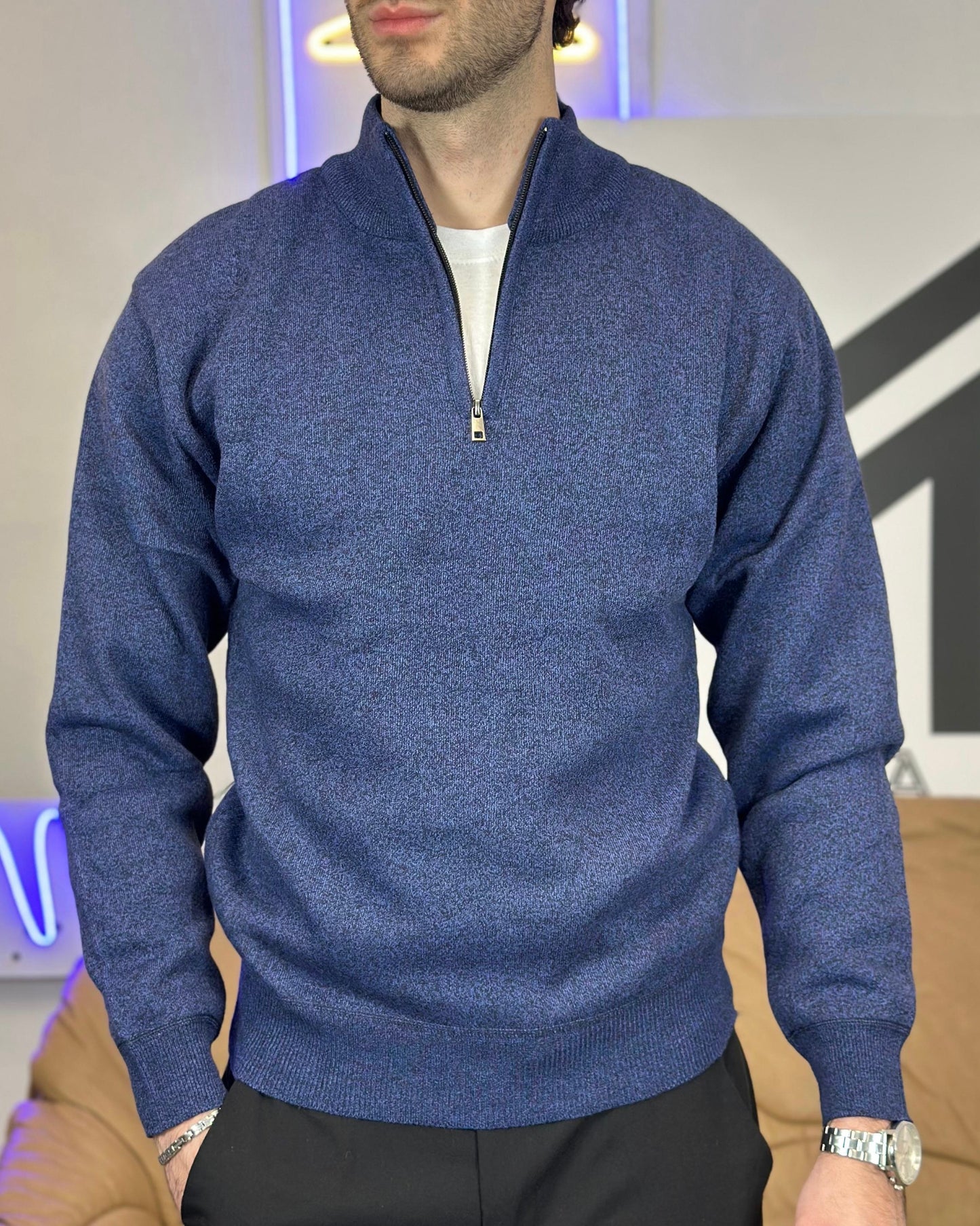 Maglione a Collo Alto con Zip