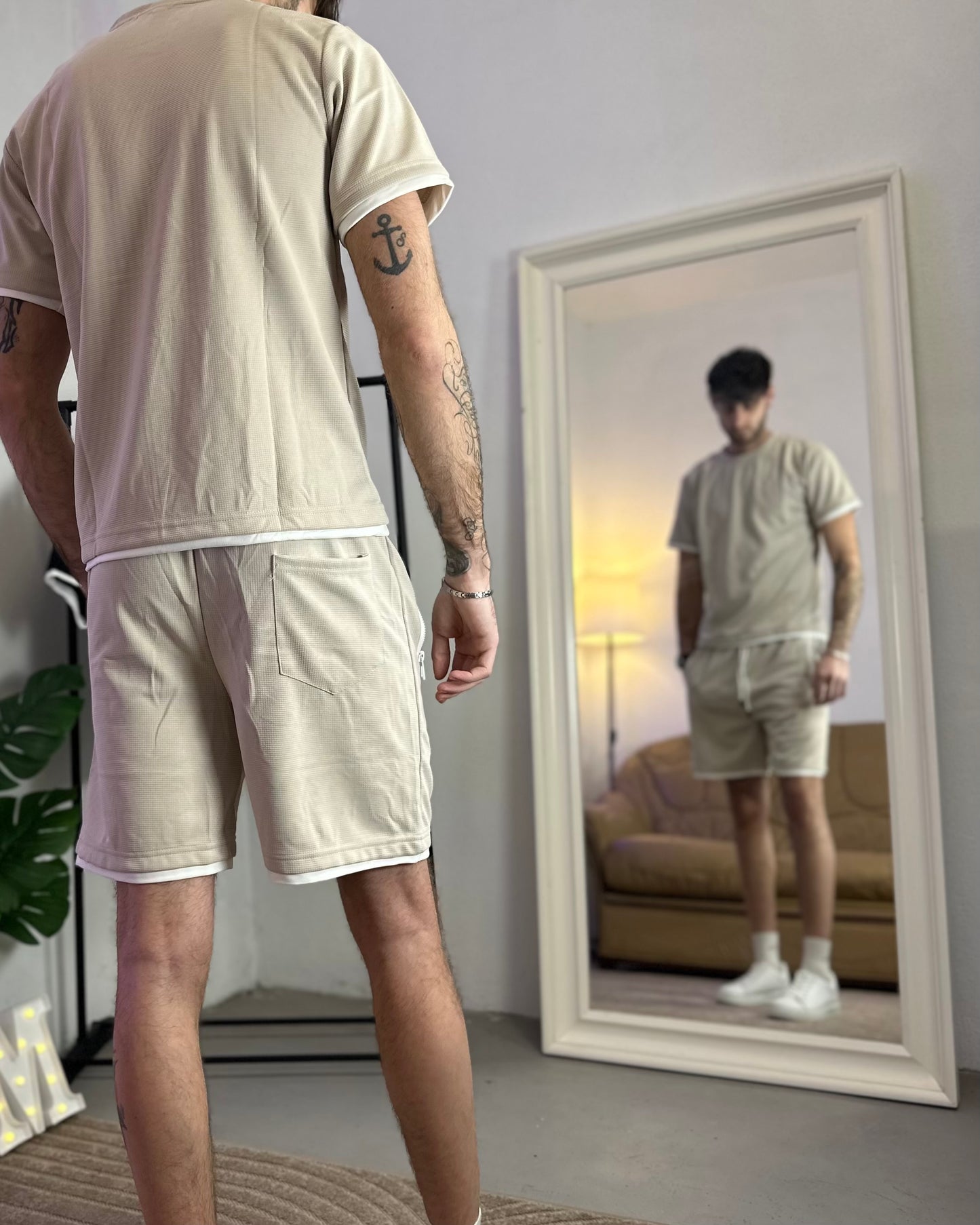 Completo Coordinato Estivo Maglia-Bermuda col. Beige