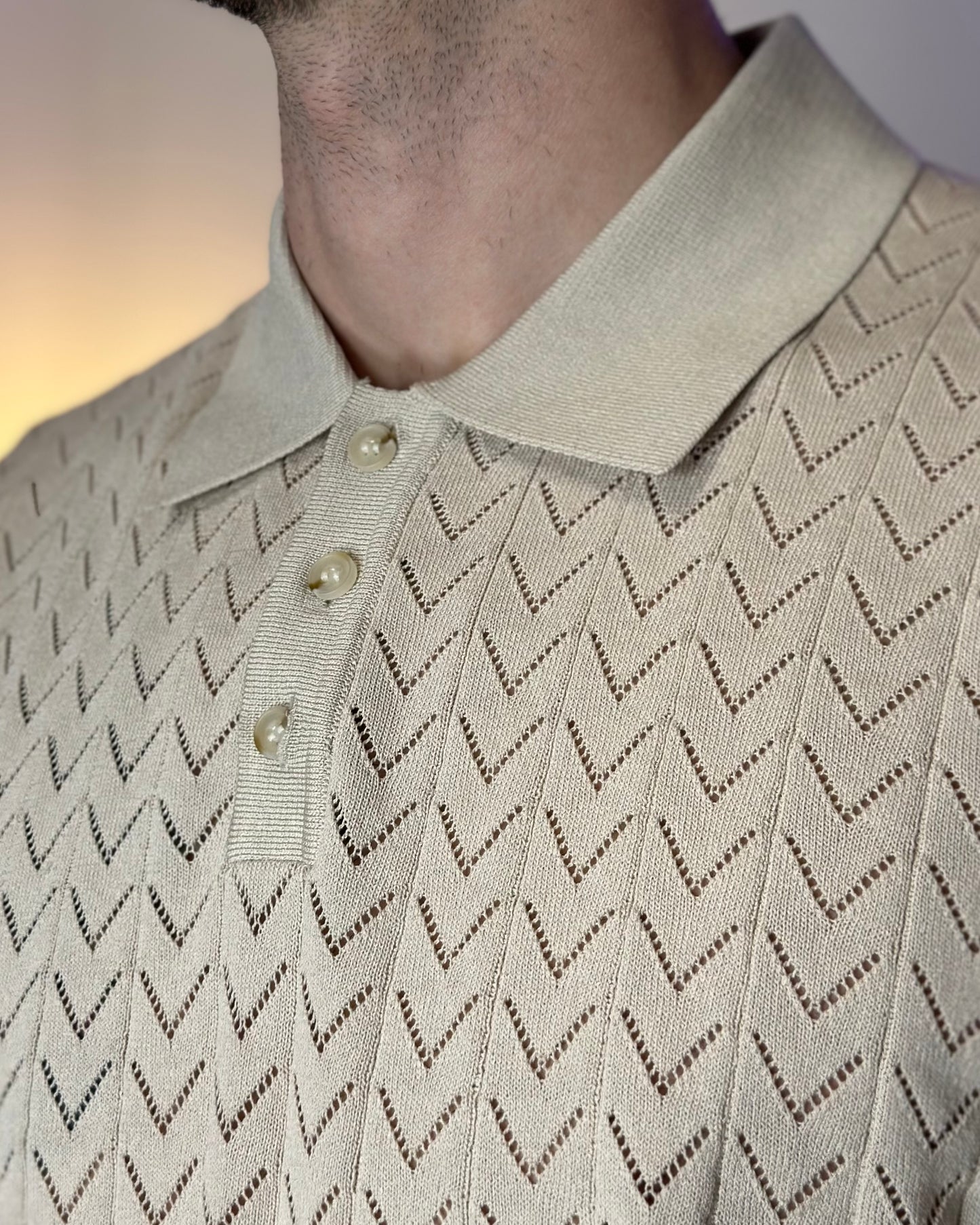 Polo Manica Corta in Viscosa col. Beige