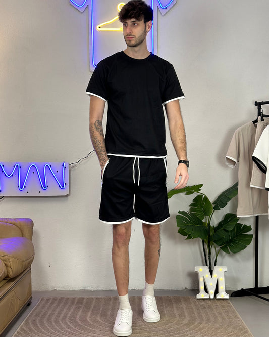 Completo Coordinato Estivo Maglia-Bermuda col. Nero