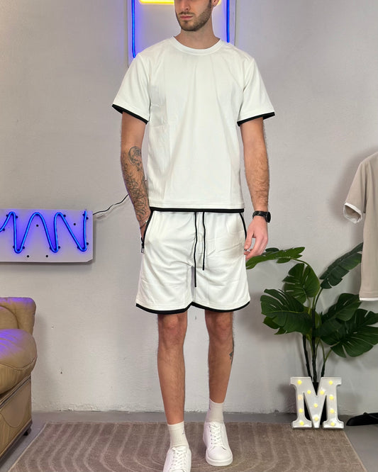 Completo Coordinato Estivo Maglia-Bermuda col. Bianco