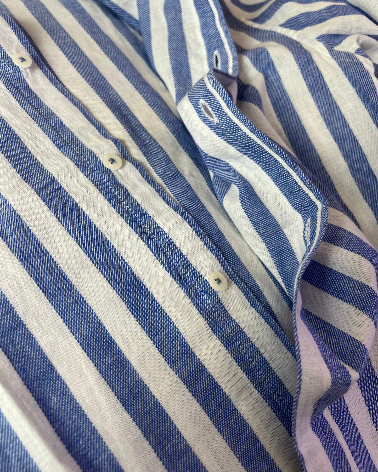 Camicia di Lino a Righe col. Blu